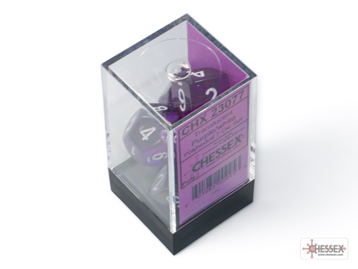 Translucent Purple/white Polyhedral 7-Dice Set - CHX23077